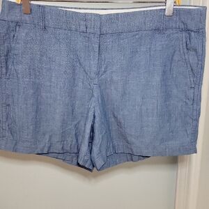 J. Crew Chambray Blue Women's Cotton Shorts Size 14